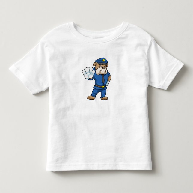 T-shirt Pour Les Tous Petits Chien en policier avec uniforme (Devant)