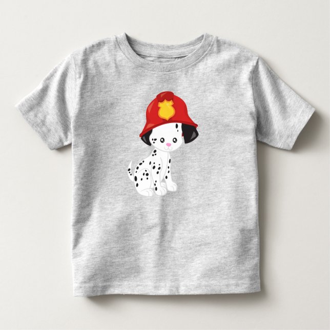 T-shirt Pour Les Tous Petits Chien pompier, Pompier, Dalmatien, Chien mignon (Devant)