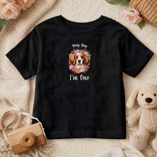 T-shirt Pour Les Tous Petits Chien sacré, j'ai un an !   Fille à chien 1er anni