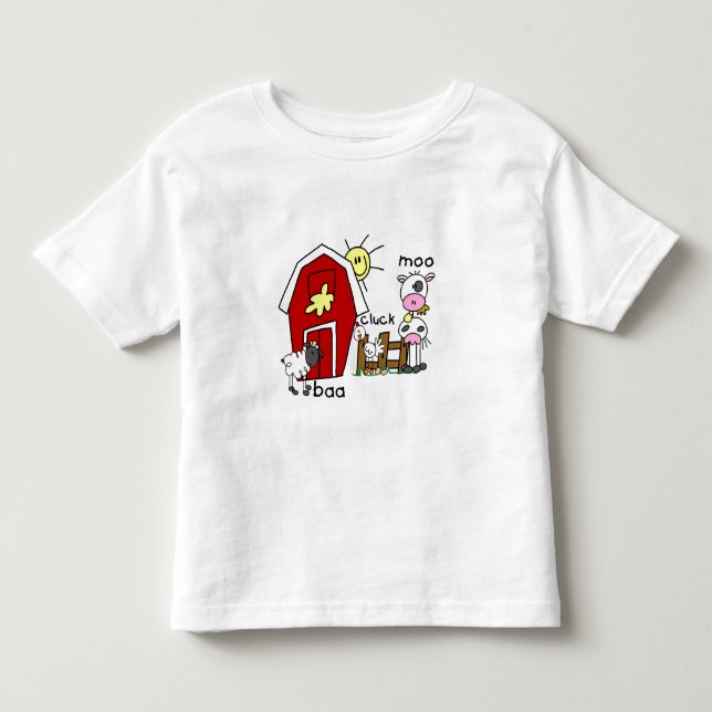 T-shirt Pour Les Tous Petits Chiffre animaux de bâton de ferme (Devant)
