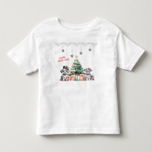T-shirt Pour Les Tous Petits Chiots Fantaisistes à Côté d'un Sapin de Noël  