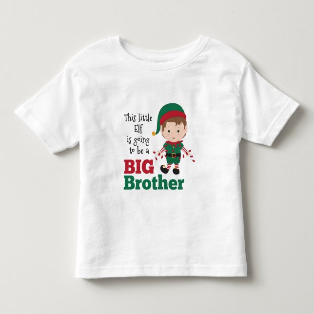 T-shirt Pour Les Tous Petits Christmas Elf Big Brother Faire-part (Devant)