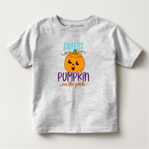 T-shirt Pour Les Tous Petits Citrouille Le Plus Cutest Dans Le Patch