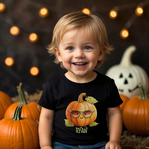 T-shirt Pour Les Tous Petits Citrouille personnalisée Halloween aquarelle migno