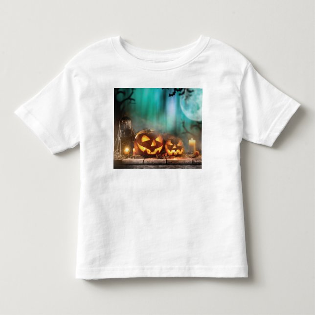 T-shirt Pour Les Tous Petits Citrouilles d'Halloween et chauves-souris (Devant)