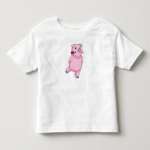 T-shirt Pour Les Tous Petits Cochon avec fleur Rose