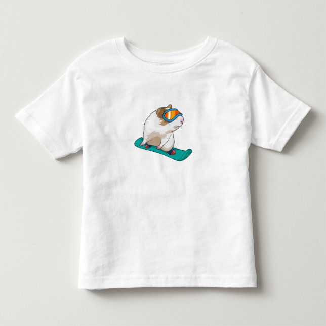 T-shirt Pour Les Tous Petits Cochon de Guinée Snowboard Snowboard (Devant)