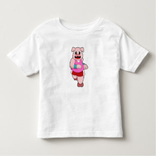 T-shirt Pour Les Tous Petits Cochon en cours d'exécution