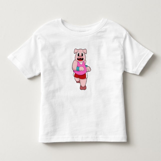 T-shirt Pour Les Tous Petits Cochon en cours d'exécution (Devant)