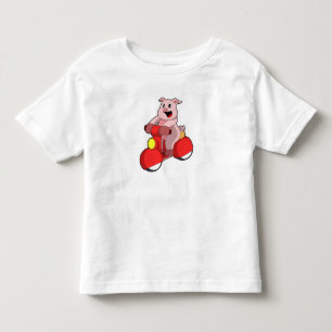 T-shirt Pour Les Tous Petits Cochon en vélo avec Scooter