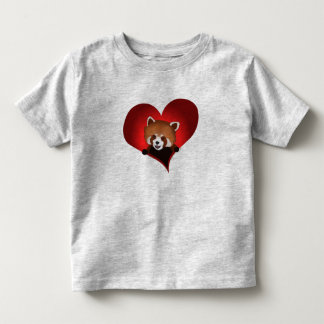 T-shirt Pour Les Tous Petits Coeur de panda rouge pour des enfants