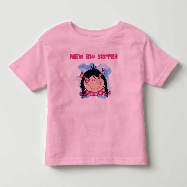 T-shirt Pour Les Tous Petits Coiffure noire Nouvelle grande soeur (Devant)