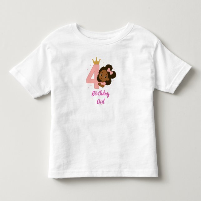 T-shirt Pour Les Tous Petits Conception Princesse Rose 4ème Anniversaire (Devant)