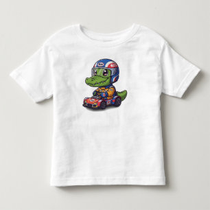 T-shirt Pour Les Tous Petits Conducteur de voiture de course éléphant bébé mign