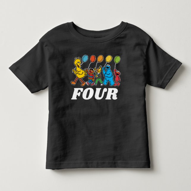 T-shirt Pour Les Tous Petits Copains de la rue Sésame | Ballons pour 4ème anniv (Devant)