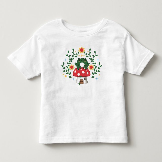T-shirt Pour Les Tous Petits Cottagecore Esthétique Kawaii Frog sur le moût Cot (Devant)