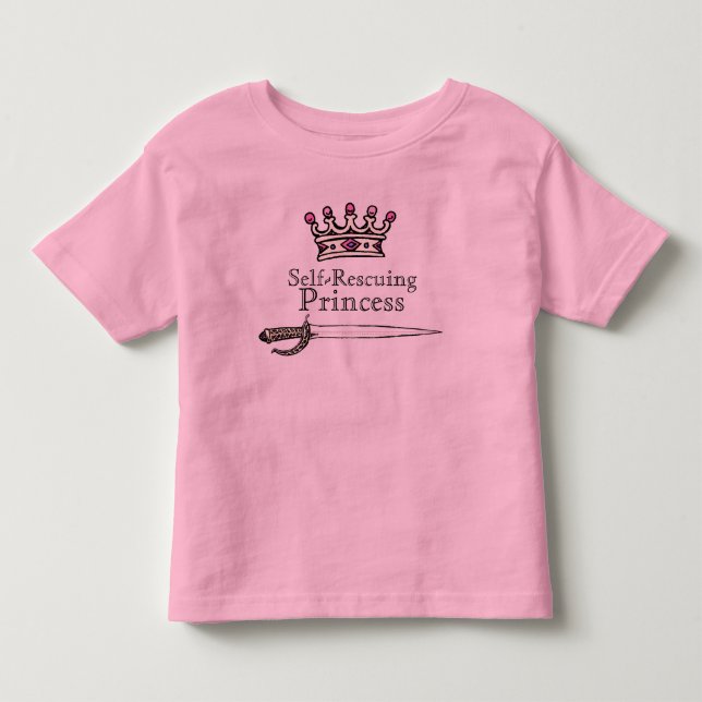 T-shirt Pour Les Tous Petits Courageux, Épée, AutoSecourue, Princesse, Féminist (Devant)