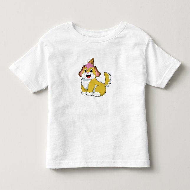T-shirt Pour Les Tous Petits Crème glacée Chien avec gaufre (Devant)