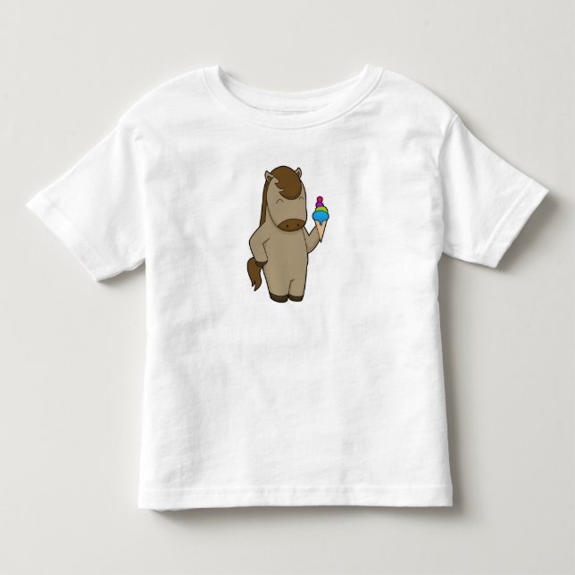 T-shirt Pour Les Tous Petits Crème glacée Horse gaufre (Devant)