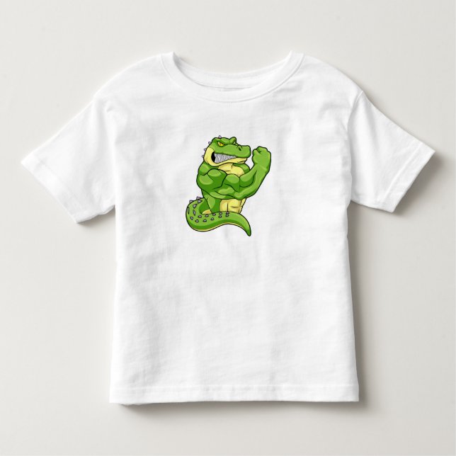 T-shirt Pour Les Tous Petits Crocodile comme Bodybuilder & grands Muscles (Devant)