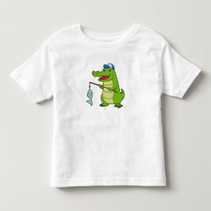 T-shirt Pour Les Tous Petits Crocodile Pêche Pêcheur Pêcheur canne à pêche