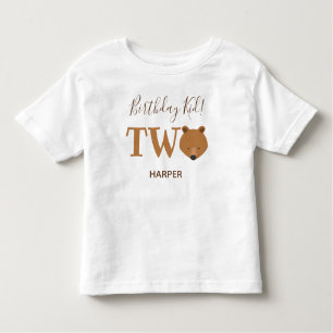T-shirt Pour Les Tous Petits Cute Bear Two Name Second 2e anniversaire