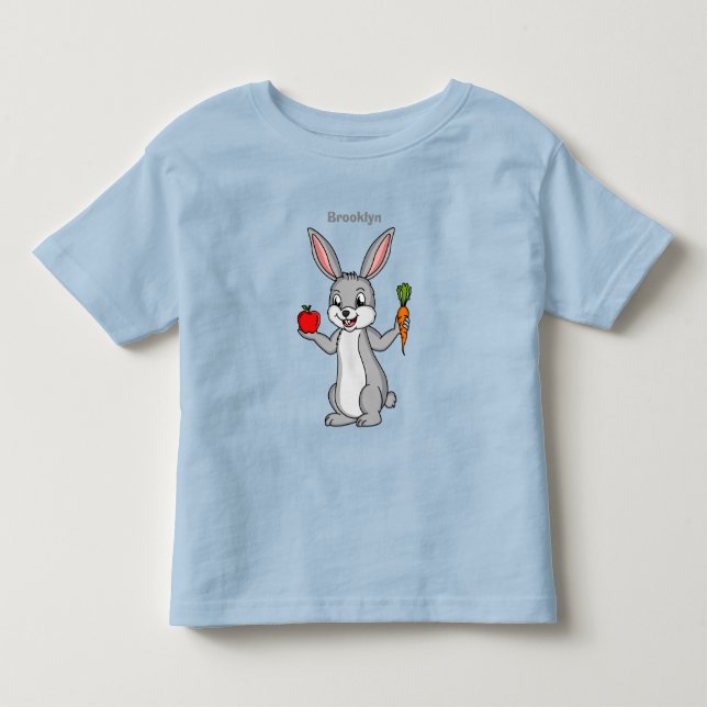 T-shirt Pour Les Tous Petits Cute bunny rabbit with vegetables cartoon (Devant)