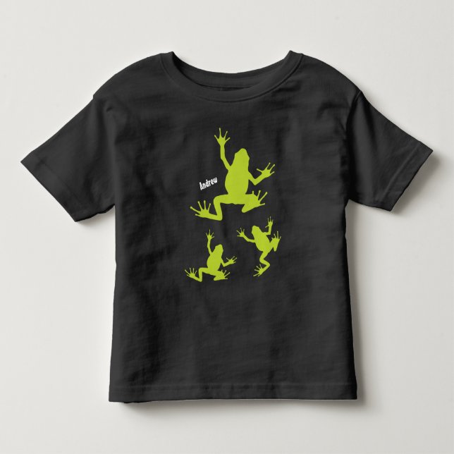 T-shirt Pour Les Tous Petits Cute grenouille verte et noire (Devant)