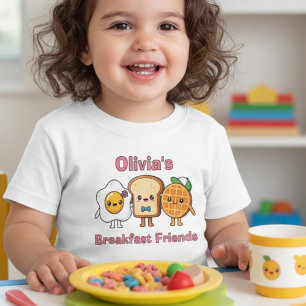 T-shirt Pour Les Tous Petits Cute Kawaii Amis du Petit Déjeuner : Œuf, Toast, G