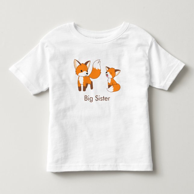 T-shirt Pour Les Tous Petits Cute Little Foxes - Big Sister (Devant)