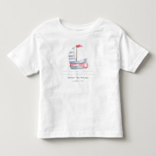 T-shirt Pour Les Tous Petits Cute Nautical Soft Red Blue Anniversaire de enfant