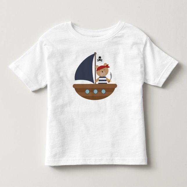 T-shirt Pour Les Tous Petits Cute Pirate Ours Pirates Bateau (Devant)