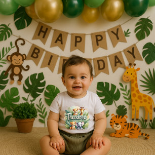 T-shirt Pour Les Tous Petits Cute Safari Animaux Theodore Kids Tee