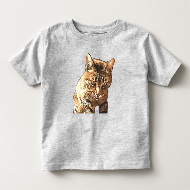 T-shirt Pour Les Tous Petits Cute Tabby Chat Noir Plan Art (Devant)
