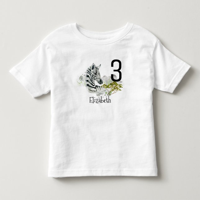 T-shirt Pour Les Tous Petits Cute Zebra En Aquarelles Anniversaire (Devant)
