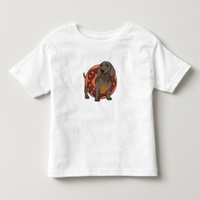 T-shirt Pour Les Tous Petits Dachshund avec Donut (Devant)