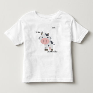 T-shirt Pour Les Tous Petits "Dans une oreille..." Pun de vache personnalisable