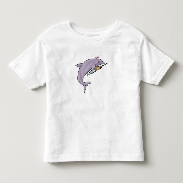 T-shirt Pour Les Tous Petits Dauphin comme infirmière avec seringue (Devant)