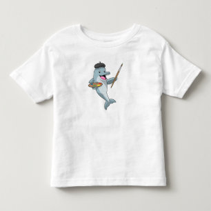 T-shirt Pour Les Tous Petits Dauphin comme Peintre avec pinceau et couleur