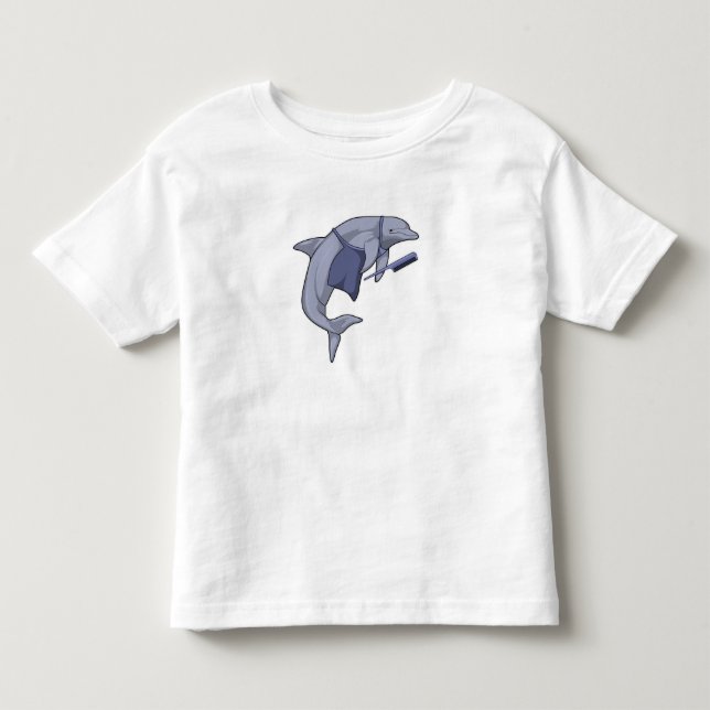 T-shirt Pour Les Tous Petits Dauphin en coiffeur avec peigne (Devant)
