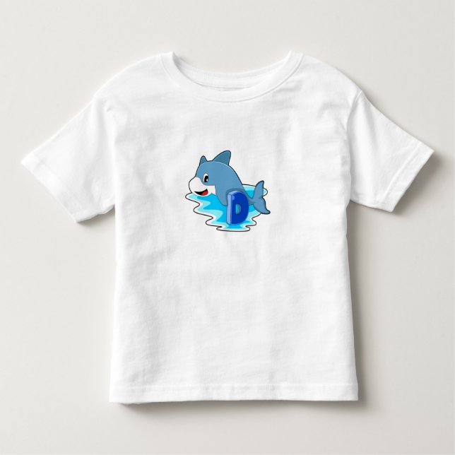 T-shirt Pour Les Tous Petits Dauphin en natation avec lettre (Devant)