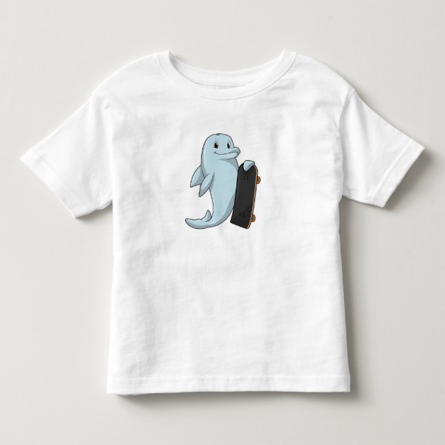 T-shirt Pour Les Tous Petits Dauphin en patinage avec skateboard (Devant)