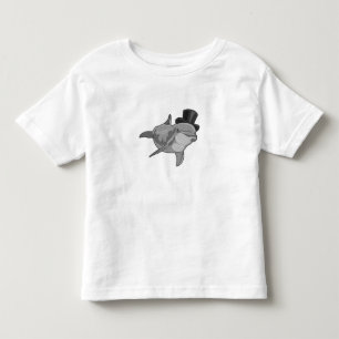 T-shirt Pour Les Tous Petits Dauphin en tant que Gentleman avec chapeau supérie