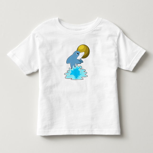 T-shirt Pour Les Tous Petits Dauphin nager avec lune (Devant)
