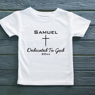T-shirt Pour Les Tous Petits Dédié à Dieu, Nom des enfants | Croix