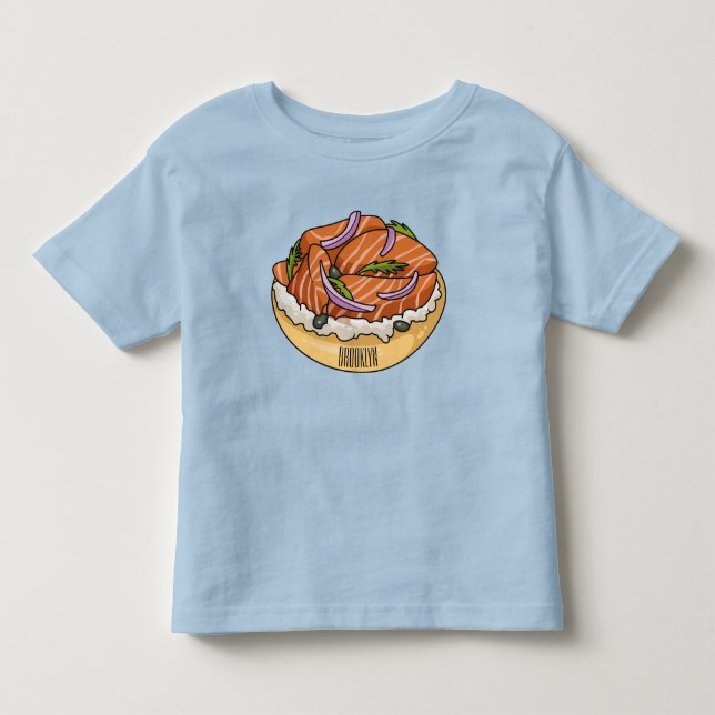 T-shirt Pour Les Tous Petits dessin animé de bagel saumon (Devant)