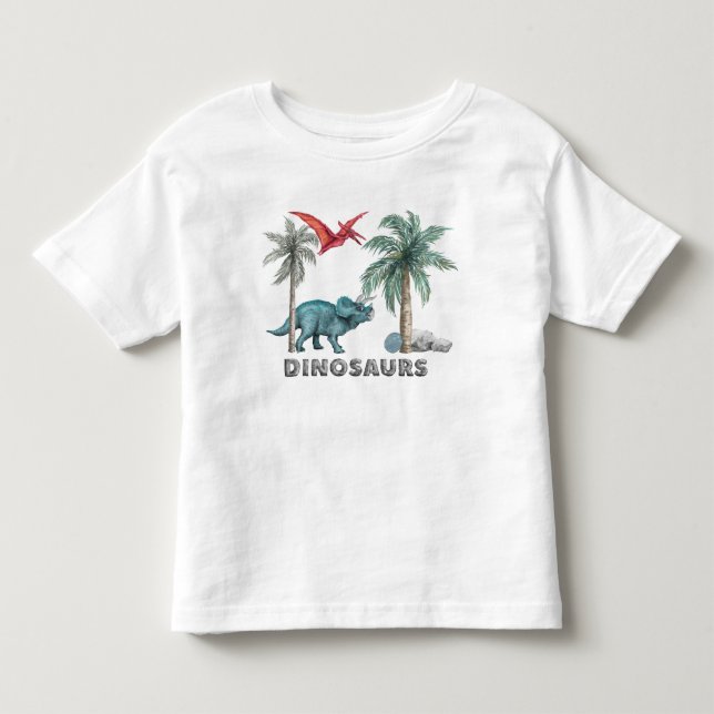T-shirt Pour Les Tous Petits Deux dinosaures Whimsical dans la Jungle (Devant)