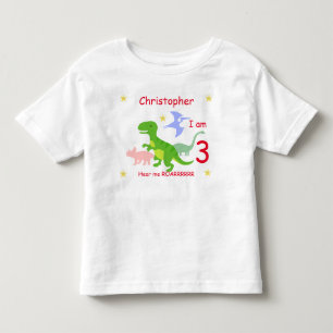 T-shirt Pour Les Tous Petits Dinosaur 3e anniversaire personnalisé