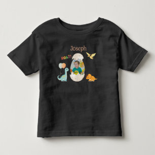 T-shirt Pour Les Tous Petits Dinosaur Anniversaire Toddler - Nom personnalisé