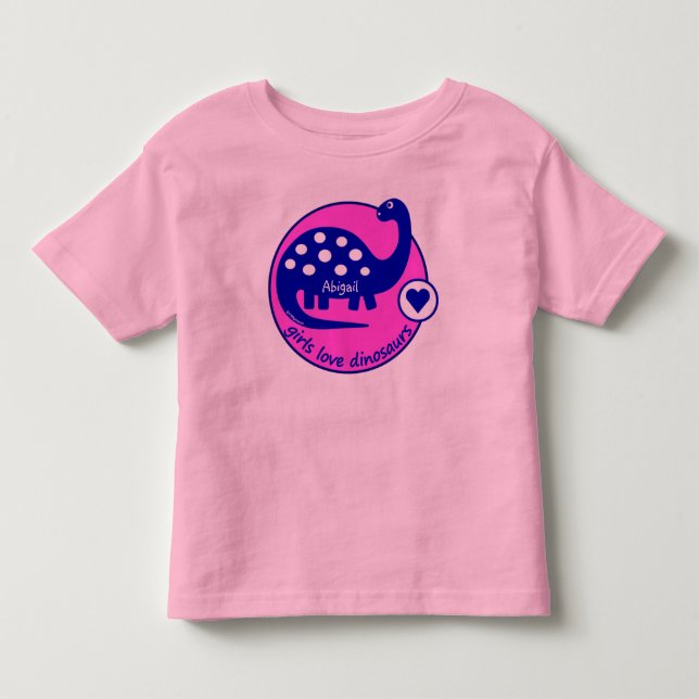 T-shirt Pour Les Tous Petits Dinosaure Belle Filles Roses Claires | Dino (Devant)